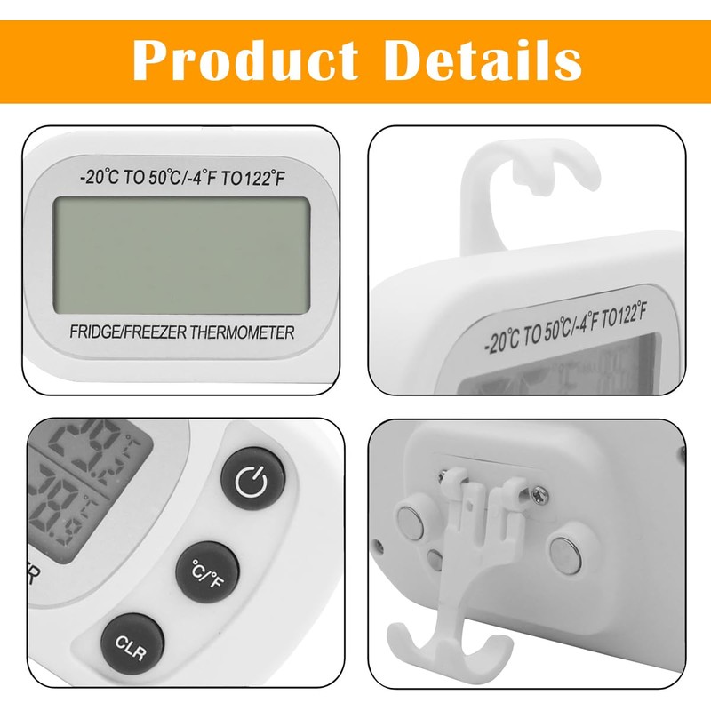 4 Pack Digital Frigerator Thermometer, Waterproof Fridge and Freezer Thermo,
