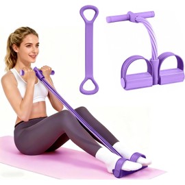 2 Pcs Kit Ligas de Resistencia para Ejercicio, con Bandas de Resistencia equipado con Hand Grip y Pedal más Bandas Elasticas de Silicona, Tobillo de 6 Tubos, para Yoga, Pilates, Estiramientos