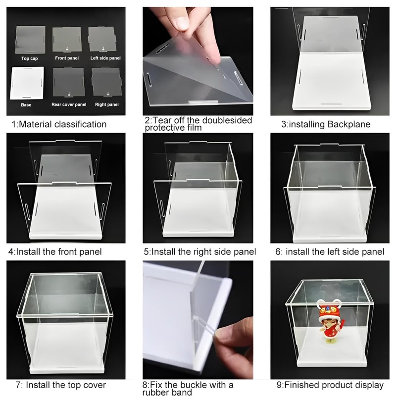 IKOPFLN Clear Acrylic Display Case with White Base, 15 x