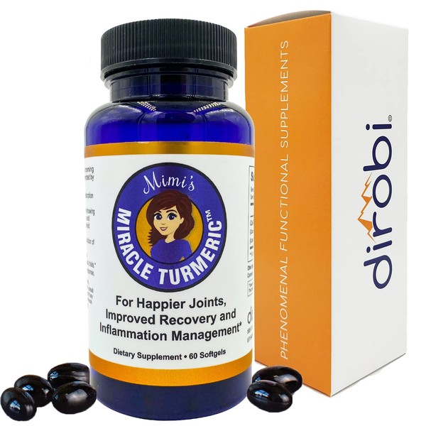 Mimi's Miracle Turmeric Capsules | Micelle Curcumin Supplement Clinical Trials: Relief in 7 Days. 10x More Bioavailable Than Pepper, Ginger Root, Garlic, Black Seed, & Powder Supplements. (60 Count)