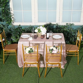 Eternal Beauty Sparkly Rectangle 127 x 203 cm Sequin Tablecloths Wedding Party Banquet (Champagne,50x80 inches)