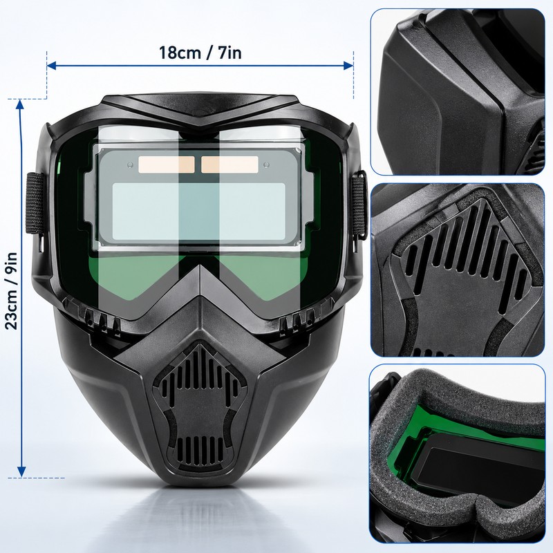 Auto-Darkening Welding Face Shield for Welding & Polishing – Removable