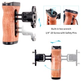 Foto4easy Camera Wooden Side Handle with Quick Release Rosette Mount for DSLR Camera Cage