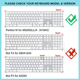 Boaulee Ultra Thin Silicone A1843 Keyboard Cover Skin for iMac Full Size Wireless Numeric 2017-2019 Magic Keyboard with Numeric Keypad MQ052LL/A A1843 US Layout (Gradient White)