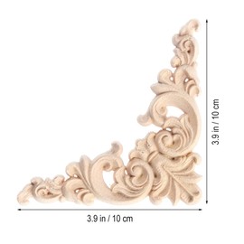 Garneck 4pcs Wood Carved Corner Onlay Applique Frame Unpainted Furniture Corner Applique Supplies Wall Cabinet Decorations (8pcs)