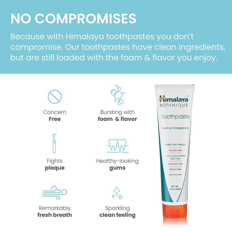 Himalaya Botanique Neem & Pomegranate Toothpaste, Mint Flavor - Fluoride