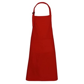 Chef Apron for Women Men with Pockets Cotton Kitchen Cooking Long Plain Aprons Red 35x27 Inches