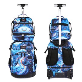 Tilami Rolling Backpack 19 inch with Lunchbox Wheeled Laptop Backpack, Painting Blue