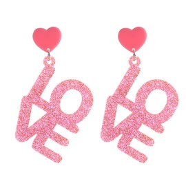 Love Letters Acrylic Dangle Earrings Pink Red Acrylic Love Heart Fashion Earrings for Women Valentine's Day Gifts-Style C
