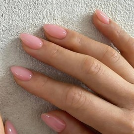 SXVME Uñas Postizas Rosas, Uñas Postizas Reutilizables de Invierno, Cortas, Almendradas, con Pegamento, Uñas Postizas Cortas, Las Mejores Uñas Postiza
