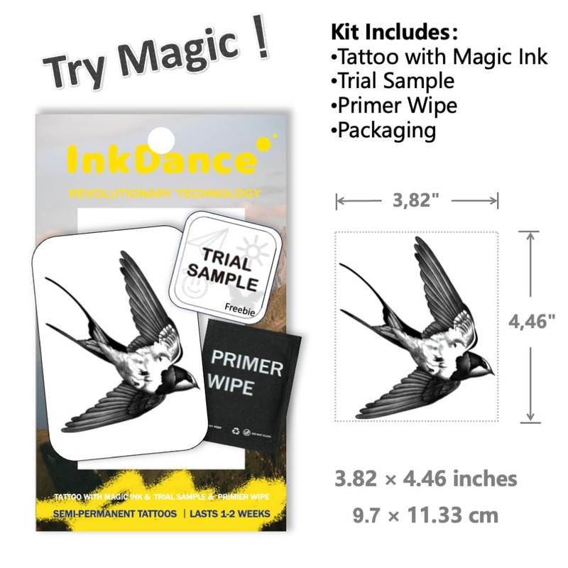 Semi-Permanent Tattoo, The Homeward Swallow, Long Lasting Temporary Tattoos, Waterproof