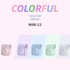 Estuche para Cmara Instantnea para Instax Mini 12, Bolsa Protectora de PU con Correa de Hombro Ajustable Extrable, Mini Bolsa para Cmara Instantnea, Regalo para Amantes de (Rosa cereza claro)
