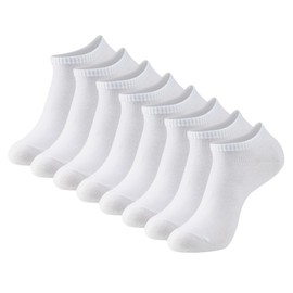 MONFOOT Men's/Women's 4 Pairs Thin Cotton Low Cut Ankle Socks, White Large Multipack