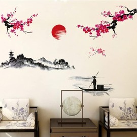COVPAW® Wall Sticker XXL Painting in Chinese Style Wall Sticker Wall Picture Pictures Living Room Bedroom Decoration