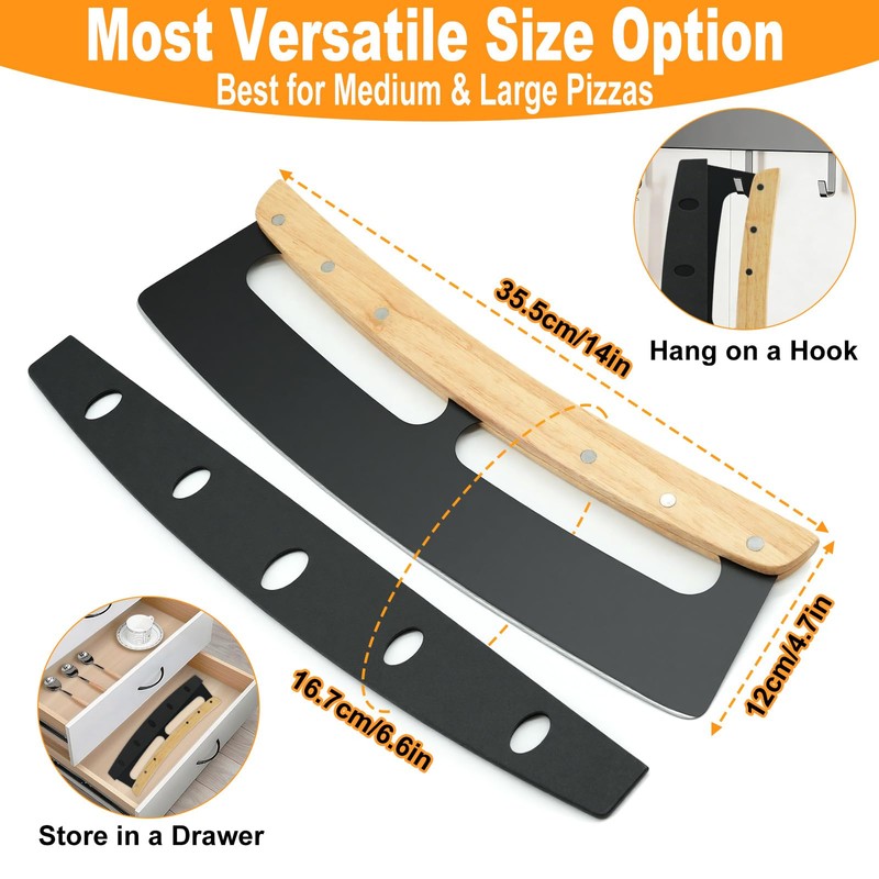 Pizza Cutter Rocker Blade 14 Inch - Razor Sharp Stainless