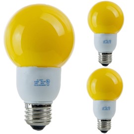 Diodesy- G21 CFL Globe Yellow Light Bulbs 9W (40 Watts Equivalent) E26 Medium Base Vivid Colored Glass Compact Fluorescent Festive Lamp for Parties Porch Holiday Party Decoration UL Listed Pack of 3