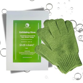Exfoliating Gloves - Textured Nylon Bath - Shower Body Scrubber Mitt for Women and Men, Loofah-Like Texture, Body Scrub Exfoliator, Dead Skin Removal - Exfoliation Glove - Green - 1 Pair