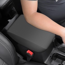AOMSAZTO Console Cover for 2018-2026 Jeep Wrangler JL/Gladiator JT Armrest Covers for Wrangler JL Leather Keyhole Carbon Fiber