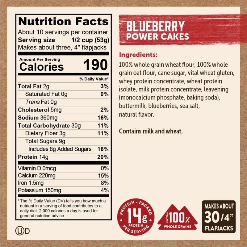 Kodiak Cakes Power Cakes, Pancake & Waffle Mix, Blueberry, High
