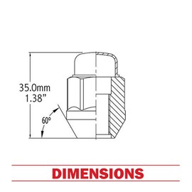 Wheel Accessories Parts Set of ATV/UTV 16 Lug Nut Kit M12x1.5 Thread Closed End Bulge Acorn Lug Nuts 1.38” Long - Cone Seat - 19mm (3/4”) Hex Wheel Lug Nut