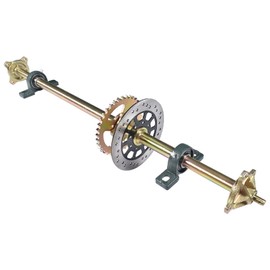 labwork 44 Inch Live Rear Axle Kit Chain Sprocket Brake Disc Pillow Block Wheel Hub Chain Brake Master Cylinder Caliper Rear Axle Assembly Repair Replacement for Go Kart ATV Quad and Drift Trikes