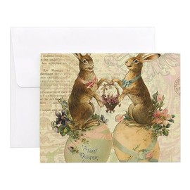 CafePress Vintage French Easter Bunnie Notecards (Set Of 20) 4.25" x 5.5" Notecards 10 Pack