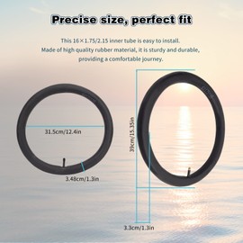 AWSZH Bike Tube 16×1.75/2.15 Inch Bike Tire Tube (with Bike Tire Repair Kit) Replacement 32mm Schrader Valve Mountain Bike Inner Tubes Durable Butyl Rubber Inner Tube（1 Pack）