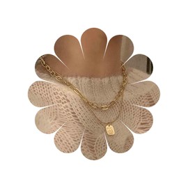 Allereya Vintage Layered Square Pendant Necklace Initial Letter Square Necklace Punk Paper Clip Necklace Gold Square Necklace Jewellery for Women and Girls (Gold)