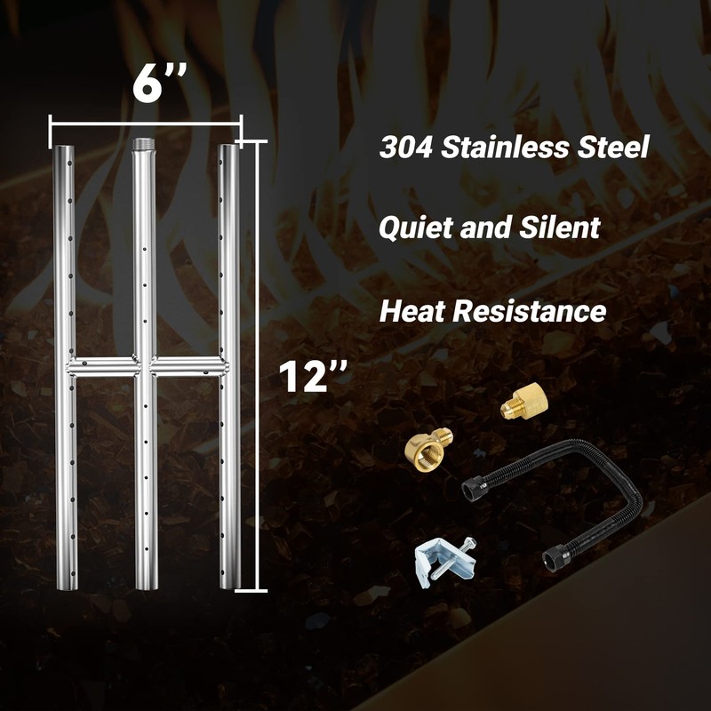 Skyflame 12" x 6" Rectangular Gas Fire Pit and Fireplace