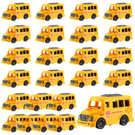 Blueweenly 24 Pcs 3.9 Inch Mini School Bus Toy Bulk Plastic Yellow Small Bus Playset Back to School Classroom Gift Party Favor Car for Birthday Party Supplies Favors (Classic)