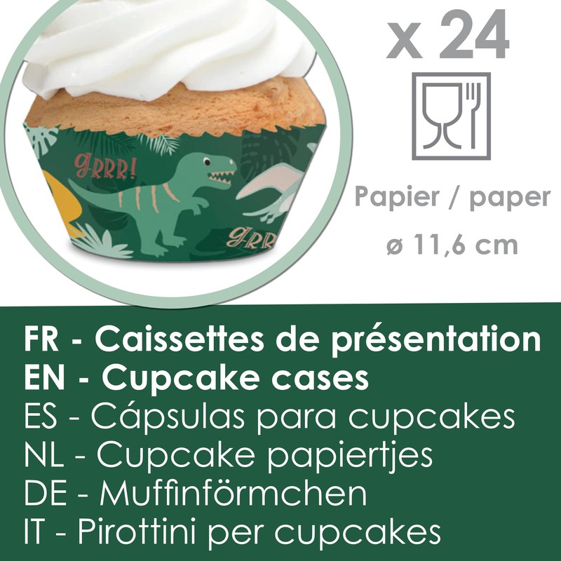 ScrapCooking 24 Dinosaur Cupcake Cases & Toppers 4905