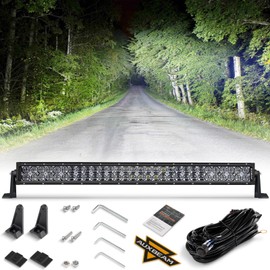 Auxbeam 32 Inch 180W LED Light Bar, 5D Lens Work Light Off Road Driving Lights, 18000 Lumens Double Row Spot Flood Combo Fog Light with Wiring Harness for SUV, ATV, UTV, Jeep, Truck, Pickup
