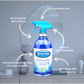 Sprayway Glass Cleaner Liquid Spray, 32oz, Pack of 6 | Ammonia-Free, Streakless, Foaming Action | Recyclable Bottle, Fresh Fragrance | Removes Fingerprints, Dust, Dirt, Smoke Film | All Glass Surfaces
