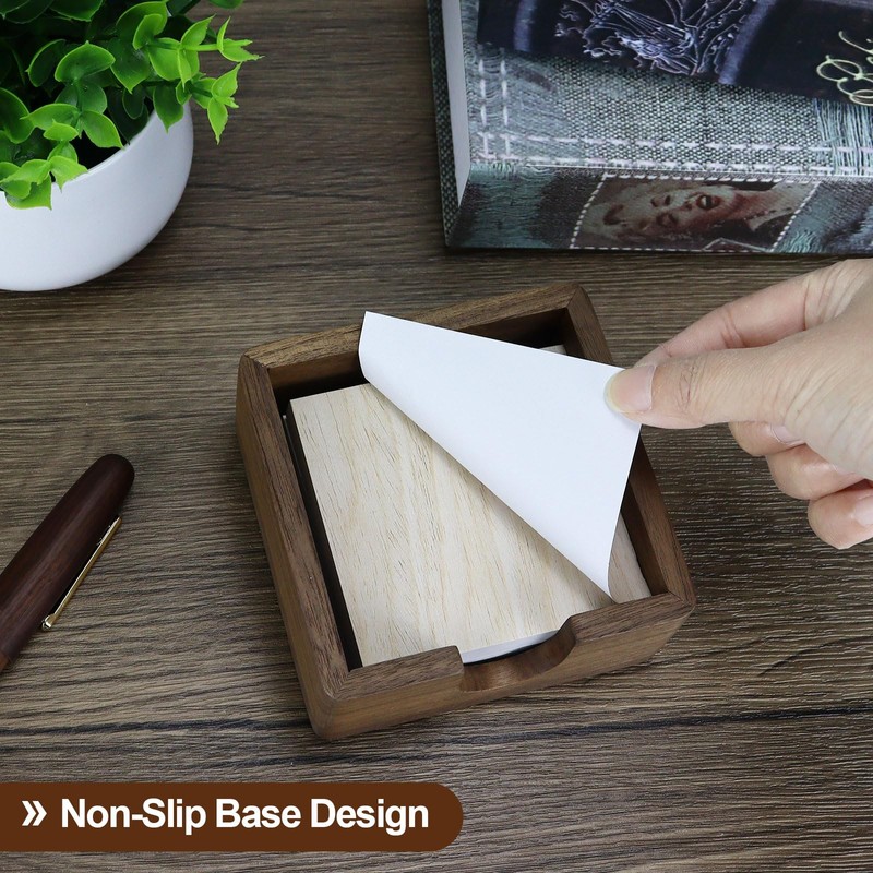 MultiBey Black Walnut Sticky Note Holder - Handcrafted Solid Wood