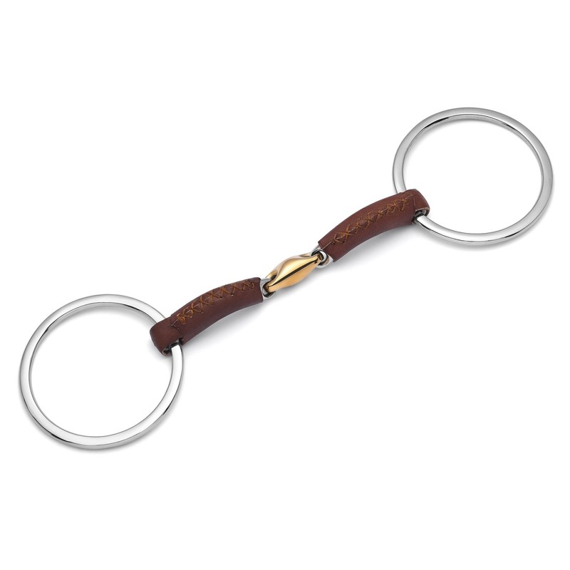 Cavalon Loose Ring Lozenge Leather Covered Snaffle Bit (4.75")