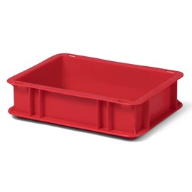 Transport and Stacking Box in Euro Format 30 x 20 x 7.5 cm (L x W x H), 5 Colours, 2.7 Litre Volume, Sturdy and High-Quality (Red)