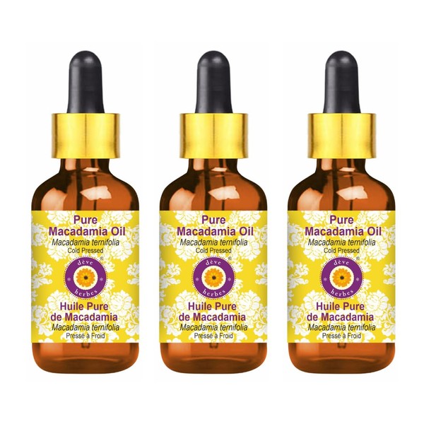 Deve Herbes Pure Macadamia Oil (Macadamia ternifolia) with Glass Dropper