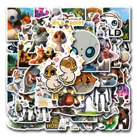 The Wild Robot Sticker Car Laptop Phone Guitar Skateboard Motorcycle The Wild Robot Stickers Set Vinyl Waterproof Aesthetic Stickers for Teenagers Children Adults Pack of 50