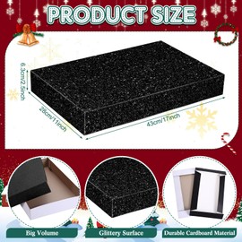Gilprop 12 Pcs Glitter Christmas Shirt Boxes Set 17 x 11 x 2.5 Inch Large Gift Wrap Boxes with Lids Xmas Clothes Boxes Holiday Goody Boxes for Wrapping Clothing Christmas Office Thanksgiving(Black)