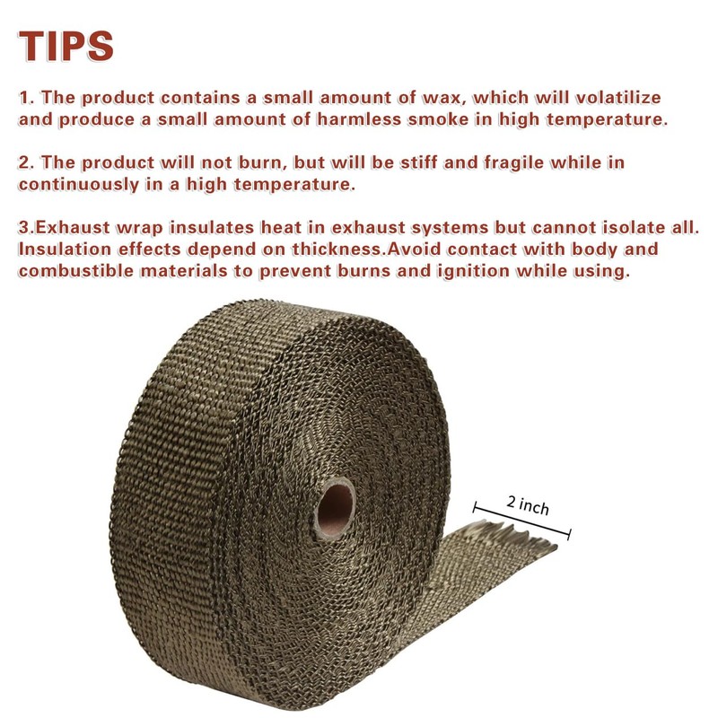 LEDAUT 2" x 50' Titanium Exhaust Heat Wrap Roll for