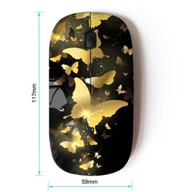 KOOLmouse [ Optical 2.4G Wireless Mouse [ Gold Butterfly Bling Black Paint Money ]
