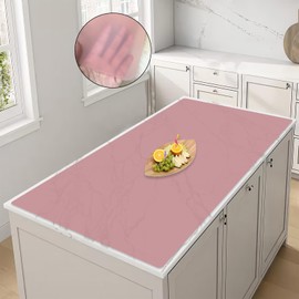 47.2''x23.6''(120cmx60cm) Large Silicone Mat for Kitchen Counter, Non-Slip Heat Resistant Countertop Protector, Waterproof Silicone Craft Mat for Kitchen Island, Translucent Red