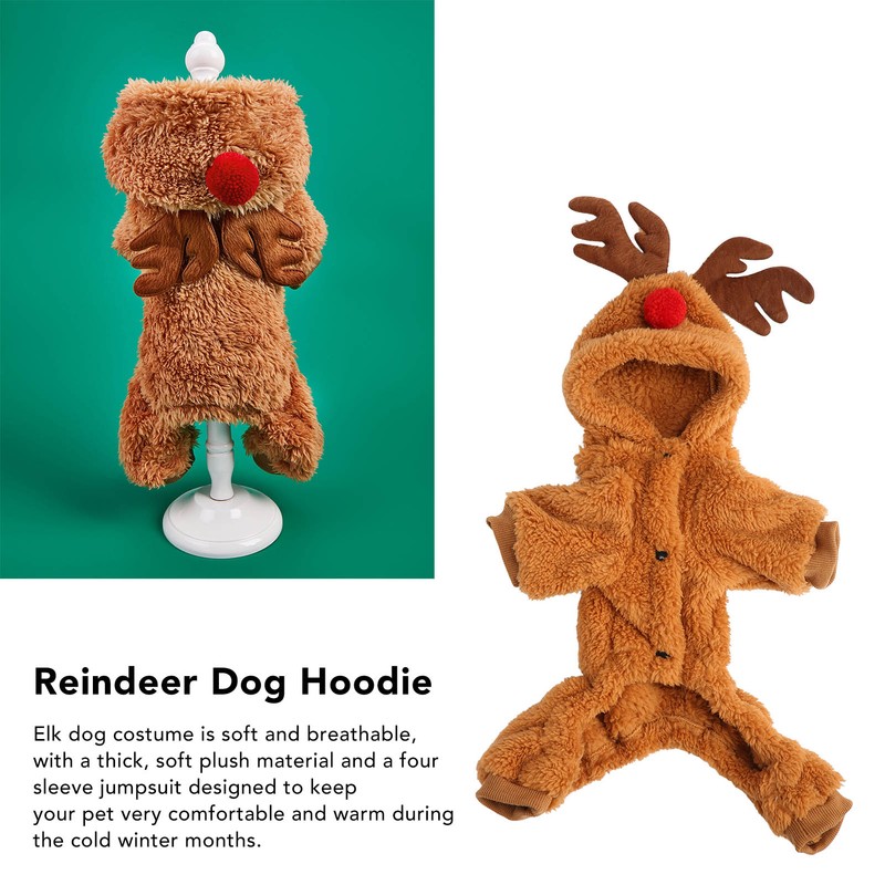 Reindeer Dog Hoodie Interesting Soft Warm Dogs Winter Pajamas for