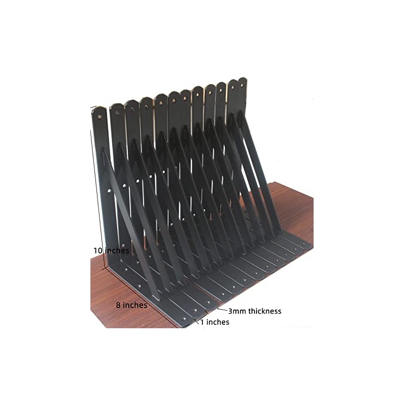 12 Pack L10 x H 8" Black Heavy Duty Shelf