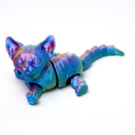 LUYUCUBE 3D Printed cat Model,Flexible Realistic Articulated Animal Fidget Toys,Mystery Figurines Gifts for Easter,Executive Desk Funny Décor and Festival Collectible,Easter Basket Stuffers (RYB)