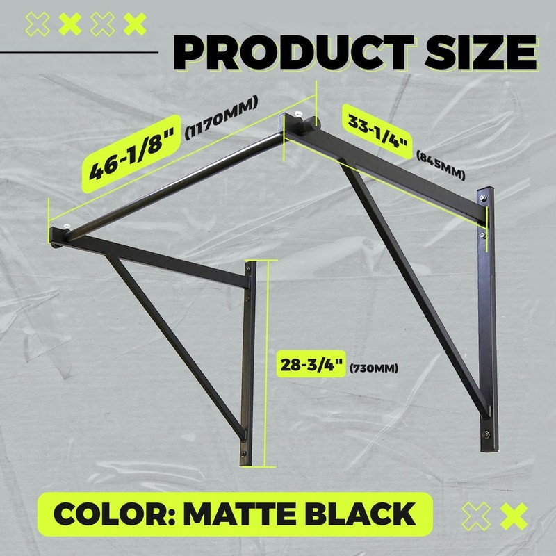 ECOTRIC 46'' Wall Mounted Pull Up Bar Chin up Bar