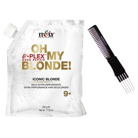 It&ly Italy OH MY BLONDE Extra Performance Hair Decolorizer Lightener Bleach, 9+ Levels Lightening with Plex Bond Repair (w/ Sleek Teasing Comb) Itely Italian Beauty (17.63 oz (PACK OF 3))