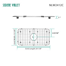 Serene Valley Serene Valley Sink Bottom Grid 24-1/8" x 12-5/8", Centered Drain with Corner Radius 1-1/2", Sink Protector NLW2412C
