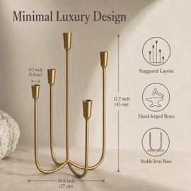 Gold 5 Arm Candelabra Candle Holder, Metal Taper Candle Stand