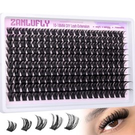 Lash Clusters Wispy Eyelash Clusters Volume Cluster Eyelash Extensions 200PCS Individual Lashes Natural Cluster Lashes D-Curly 10-18mm DIY Lash Extension by zanlufly